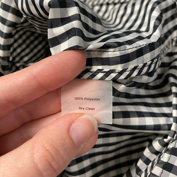 Talbots Petites Tie Front Gingham Jacket Womens Size L Black White Minimalist - Picture 9 of 9